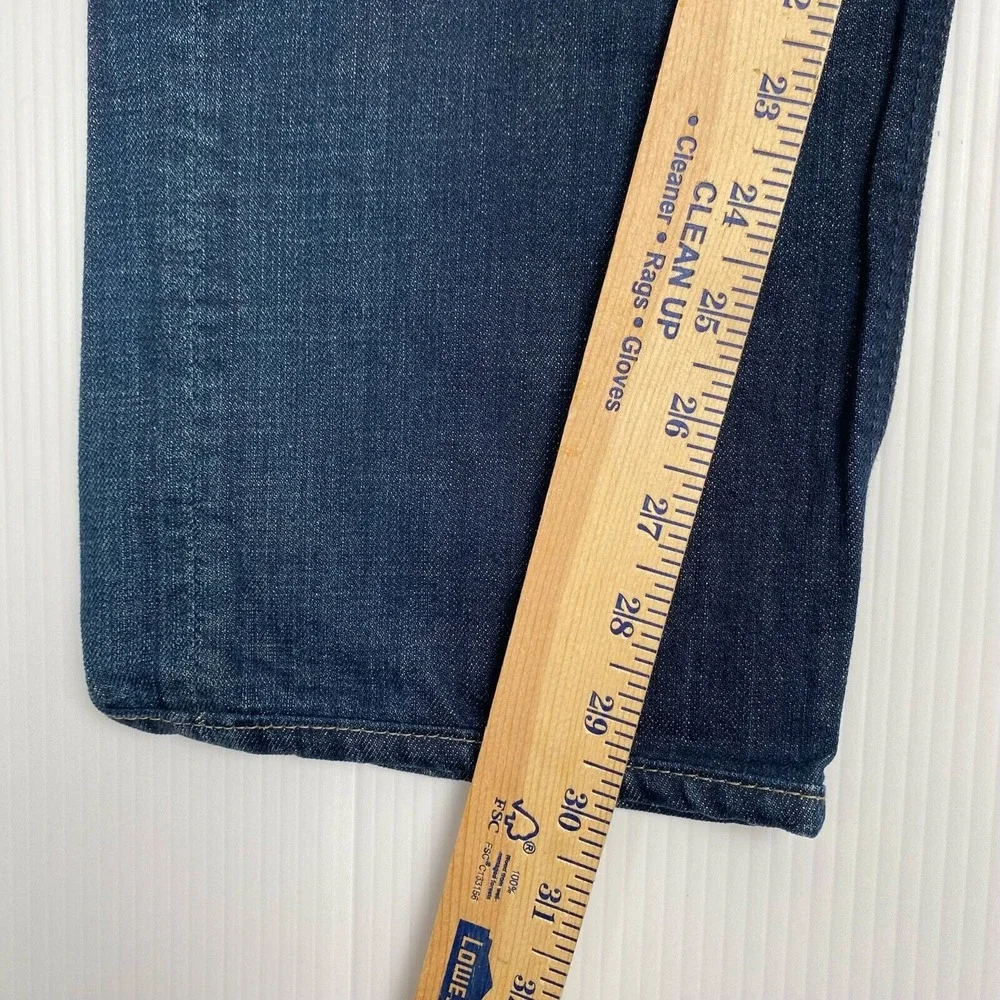 7 For All Mankind Men's Blue Skinny Jeans Size 33 Blue 100% Cotton with Pockets.